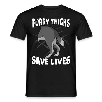 Furry Fandom Furries Fursona Pelzige Oberschenkel - Männer T-Shirt - Schwarz - Vorne - AI Model Male 178 light (178cm)