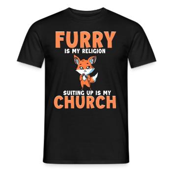 Furry Fandom Furries Fursona Furry Religion Suit - T-shirt homme - noir - Devant - AI Model Male 178 light (178cm)