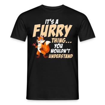 Furry Fandom Furries Fursona C’est un furry - T-shirt homme - noir - Devant - AI Model Male 178 light (178cm)