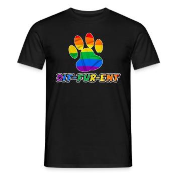Dif-Fur-Ent Furry Fandom LGBTQ Pride Flag Furries - Men's T-Shirt - black - Front - AI Model Male 178 light (178cm)