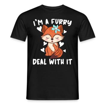 I'm A Furry Deal With It Furry Fandom Fursona - Men's T-Shirt - black - Front - AI Model Male 178 light (178cm)