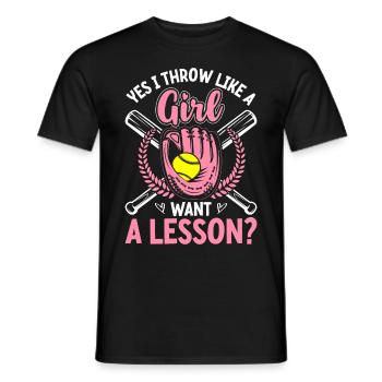 Softball Girl Yes I Throw Like A Girl Do You Want - Men's T-Shirt - black - Front - AI Model Male 178 light (178cm)