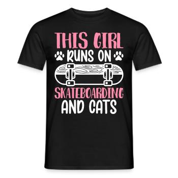 Running on skateboarding cats skateboarder - Men's T-Shirt - black - Front - AI Model Male 178 light (178cm)