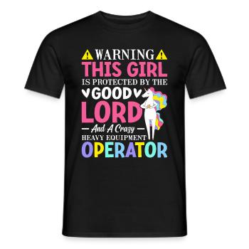 Girl Protected By Heavy Equipment Operator - Men's T-Shirt - black - Front - AI Model Male 178 light (178cm)