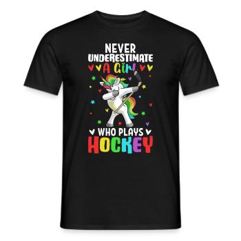 Une fille qui joue au hockey Joueuse de hockey - T-shirt homme - noir - Devant - AI Model Male 178 light (178cm)