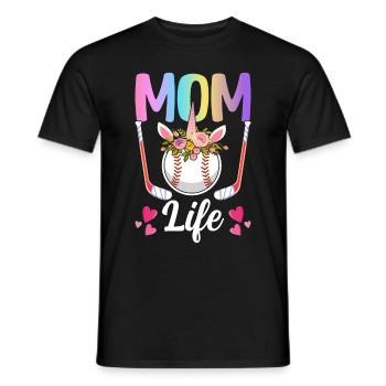 Mom Life Hockey Mom Illustration for Unicorn Fans. - Men's T-Shirt - black - Front - AI Model Male 178 light (178cm)