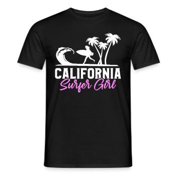 California Surfer Surfing Girl Surfer - Men's T-Shirt - black - Front - AI Model Male 178 light (178cm)