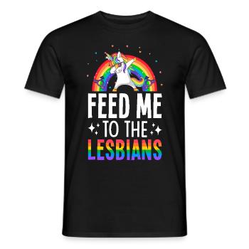 Nourris-moi aux lesbiennes Fierté lesbienne LGBTQ - T-shirt homme - noir - Devant - AI Model Male 178 light (178cm)