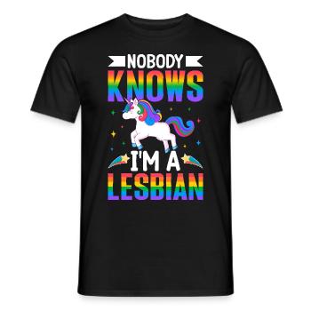 Personne ne sait que je suis une fierté lesbienne LGBTQ Arc-en-ciel - T-shirt homme - noir - Devant - AI Model Male 178 light (178cm)