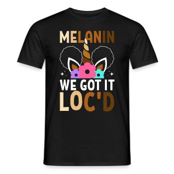 Mélanine Nous l’avons localisé Peau brune Noir Afro - T-shirt homme - noir - Devant - AI Model Male 178 light (178cm)
