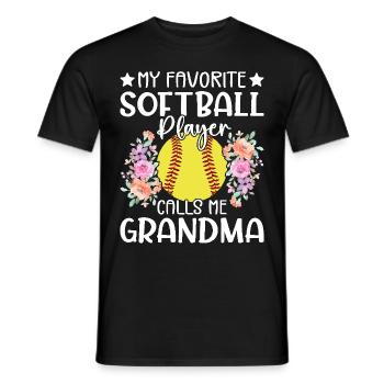 Mein Lieblings-Softballspieler nennt mich Oma - Männer T-Shirt - Schwarz - Vorne - AI Model Male 178 light (178cm)