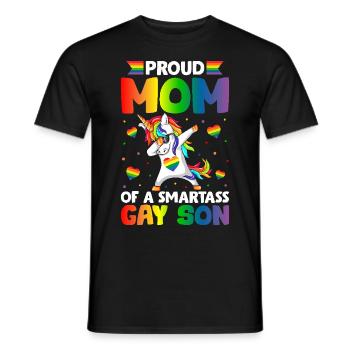Proud Mom Of A Smartass Gay Son Gay Pride Rainbow - Männer T-Shirt - Schwarz - Vorne - AI Model Male 178 light (178cm)