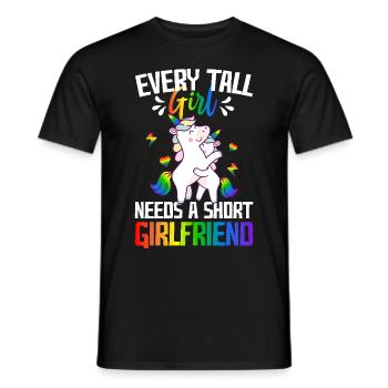 Tall Girl Needs A Short Girlfriend Lesbian Pride - Männer T-Shirt - Schwarz - Vorne - AI Model Male 178 light (178cm)