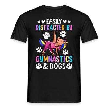 Distracted By Gymnastics & Dogs Gymnast Girl - Men's T-Shirt - black - Front - AI Model Male 178 light (178cm)