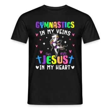 Gymnastics In My Veins Turner Cartwheel Jesus - Men's T-Shirt - black - Front - AI Model Male 178 light (178cm)