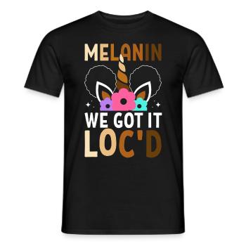 Mélanine Nous l’avons localisé Peau brune Noir Afro - T-shirt homme - noir - Devant - AI Model Male 178 light (178cm)