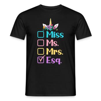 Female Lawyer Miss Ms. Mrs. Esq. Graphic for - Men's T-Shirt - black - Front - AI Model Male 178 light (178cm)