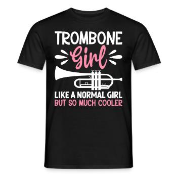 Trombone Girl Much Cool Trombonist Jazz Music - Men's T-Shirt - black - Front - AI Model Male 178 light (178cm)
