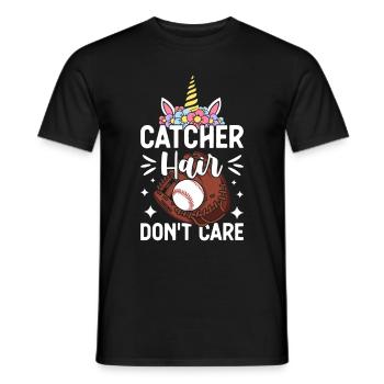Catcher Hair Don't Care Softball Girl Illustration - Männer T-Shirt - Schwarz - Vorne - AI Model Male 178 light (178cm)
