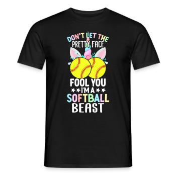 Ich bin ein Softball-Biest Softball-Mädchen - Männer T-Shirt - Schwarz - Vorne - AI Model Male 178 light (178cm)