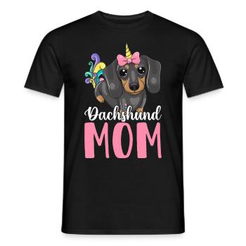 Dackel-Mama Hundemama Grafikdesign für - Männer T-Shirt - Schwarz - Vorne - AI Model Male 178 light (178cm)