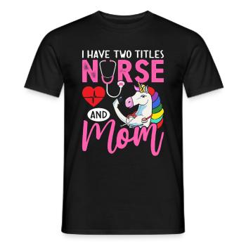 J’ai deux titres Infirmière et Maman Infirmière Maman - T-shirt homme - noir - Devant - AI Model Male 178 light (178cm)