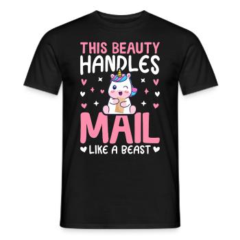 La Belle Manipule Le Courrier Comme Une Bête Fille Du Service Postal - T-shirt homme - noir - Devant - AI Model Male 178 light (178cm)