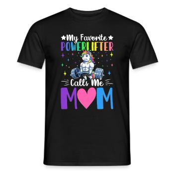 Favorite powerlifter calls me mom - Men's T-Shirt - black - Front - AI Model Male 178 light (178cm)