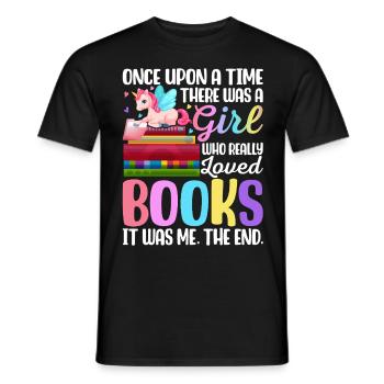 A Girl Who Really Loved Books Book Reader - Men's T-Shirt - black - Front - AI Model Male 178 light (178cm)