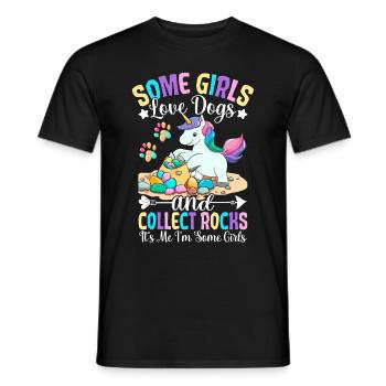 Girls Love Dogs And Collect Rocks Rock Collectors - Men's T-Shirt - black - Front - AI Model Male 178 light (178cm)