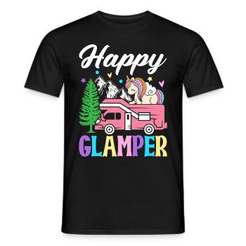 Happy Glamper Glamping Camper Grafikdesign für - Männer T-Shirt - Schwarz - Vorne - AI Model Male 178 light (178cm)