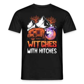 Witches With Clutches Rv Camping Girl Halloween - Men's T-Shirt - black - Front - AI Model Male 178 light (178cm)