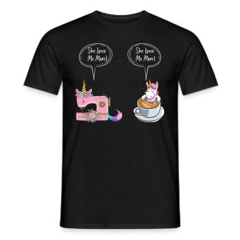 Nähmaschine Sew Lovers Coffee Lover She Loves Me - Männer T-Shirt - Schwarz - Vorne - AI Model Male 178 light (178cm)