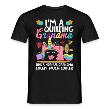 Je suis une mamie qui fait de la courtepointe comme une mamie normale - T-shirt homme - noir - Devant - AI Model Male 178 light (178cm)