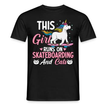 Skateboard et chats Skateuses - T-shirt homme - noir - Devant - AI Model Male 178 light (178cm)