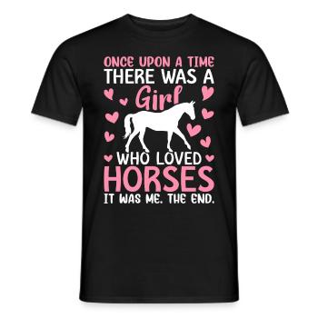 Une fille aimait les chevaux Fille à cheval Fille d’équitation - T-shirt homme - noir - Devant - AI Model Male 178 light (178cm)