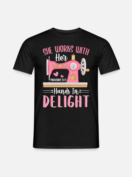 Nähmaschine Häkeln Quilten Hands In Delight Grafik - Männer T-Shirt - Schwarz