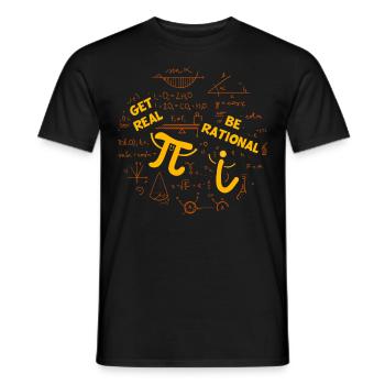 Humour mathématique – Pi vs. nombre imaginaire - T-shirt homme - noir - Devant - AI Model Male 178 light (178cm)