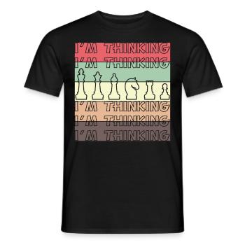 Humour d’échecs – Je pense - T-shirt homme - noir - Devant - AI Model Male 178 light (178cm)
