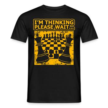 Humour d’échecs – Je pense - T-shirt homme - noir - Devant - AI Model Male 178 light (178cm)