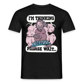 Je me dis, s’il vous plaît, attendez Échecs - T-shirt homme - noir - Devant - AI Model Male 178 light (178cm)
