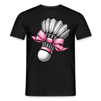 Coquette Bow Badminton Shuttlecock Pink Ribbon Mom - Men's T-Shirt - black - Front - AI Model Male 178 light (178cm)