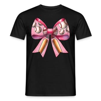 Coquette Bow Baseball Muster Bat Spieler rosa - Männer T-Shirt - Schwarz - Vorne - AI Model Male 178 light (178cm)