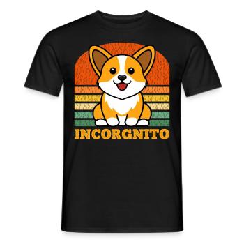 Incorgnito – Jeu de mots amusant sur le corgi - T-shirt homme - noir - Devant - AI Model Male 178 light (178cm)