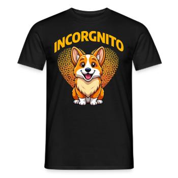 Incorgnito – Jeu de mots amusant sur le corgi - T-shirt homme - noir - Devant - AI Model Male 178 light (178cm)