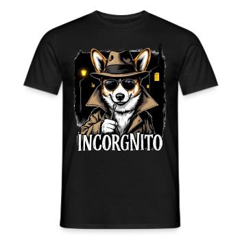 Incorgnito – Jeu de mots amusant sur le corgi - T-shirt homme - noir - Devant - AI Model Male 178 light (178cm)