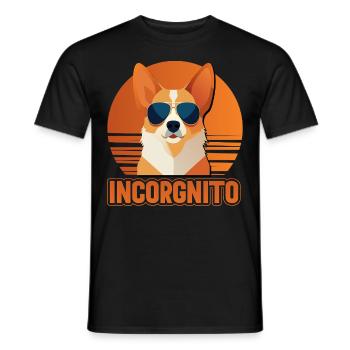 Incorgnito – Jeu de mots amusant sur le corgi - T-shirt homme - noir - Devant - AI Model Male 178 light (178cm)
