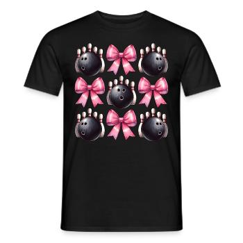 Coquette Bowling Kugel Pins Bowler rosa Schleife - Männer T-Shirt - Schwarz - Vorne - AI Model Male 178 light (178cm)