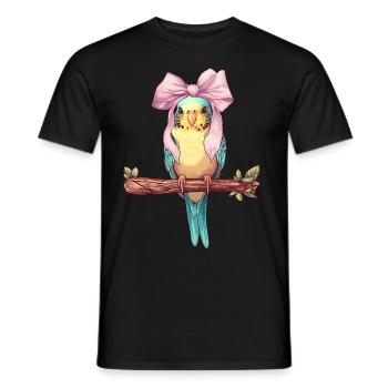 Coquette Cockatiel Budgie Parrot - Men's T-Shirt - black - Front - AI Model Male 178 light (178cm)