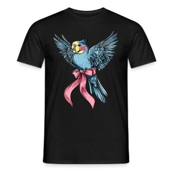 Coquette Bow Budgie Parakeet Parrot - Men's T-Shirt - black - Front - AI Model Male 178 light (178cm)